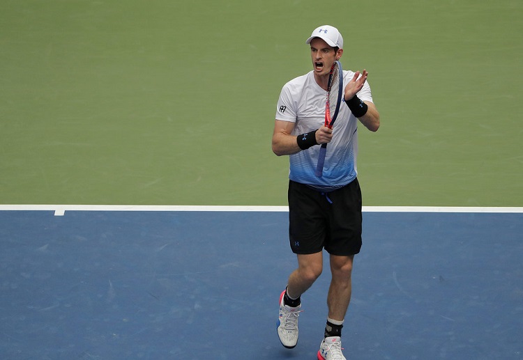 Andy Murray reacts against James Duckworth during the first round of the US Open 2018 tennis tournament