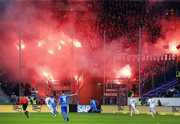 Borussia Monchengladbach fans away at TSG 1899 Hoffenheim in Bundesliga