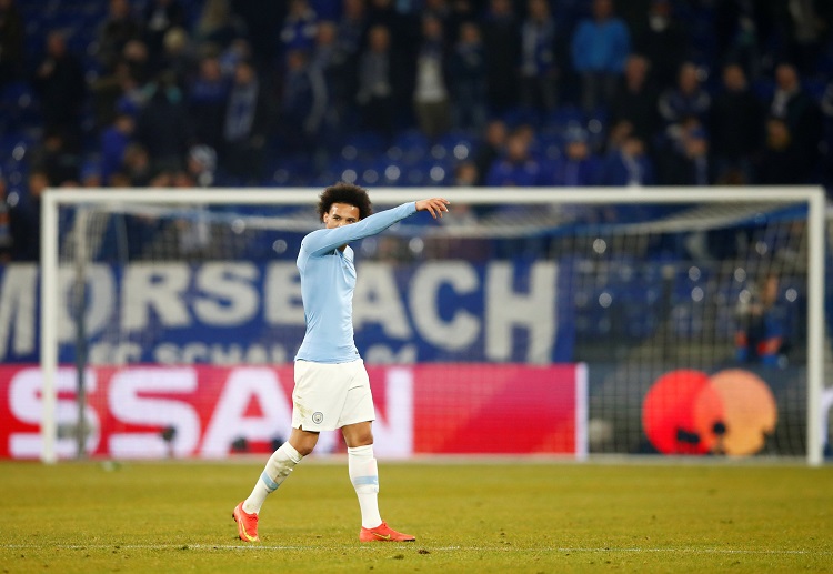 Leroy Sane scores Man City's second goal against Schalke in the Champions League