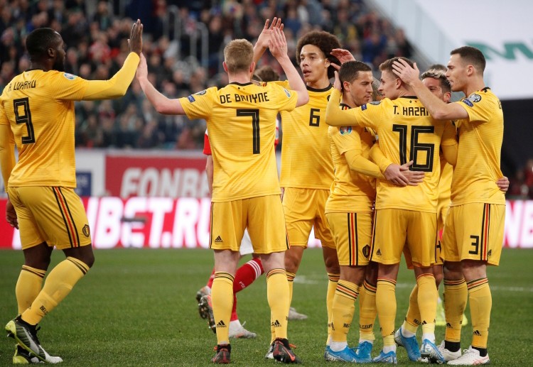 Belgium players are ecstatic after Hazard brothers lead the team to a 1-4 win over Russia in Euro 2020 qualifiers