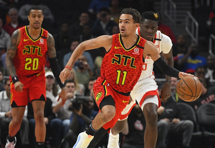 Atlanta Hawks guard Trae Young runs during an NBA game