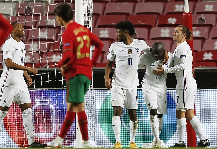 欧国联法国坎特获得绝佳进球机会