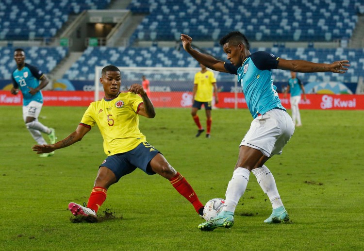 美洲杯 厄瓜多尔的菲德尔·马丁内斯正在进球