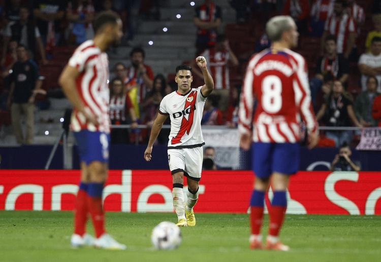 Radamel Falcao's late goal has spared Rayo Vallecano from losing to Atletico in La Liga midweek battle