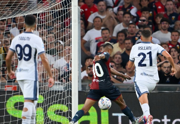 Genoa's Junior Messias scores an equaliser, ending their opener in a 2-2 draw against Inter Milan in Serie A