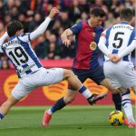 西甲联赛 莱万进球数达34，荣膺巴萨最佳射手。