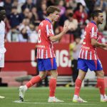 西甲联赛 终场前，巴里奥斯推射死角建功，马竞反超比分。