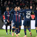 法甲联赛 李刚仁后点推射得手，巴黎圣日尔曼率先破门。